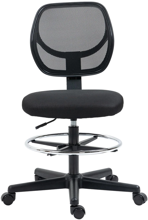 Vinsetto biuro kėdė ergonomiška pasukama kėdė su reguliuojamu kojų žiedu, reguliuojamo aukščio 93-113 cm, su ratukais, juoda