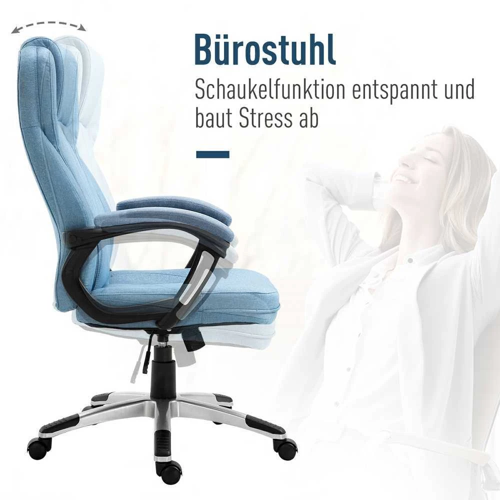 Vinsetto biuro kėdė kompiuterio kėdė sukamoji kėdė aukščio reguliavimas supimosi funkcija šviesiai mėlyna linas 66x75x110-120cm
