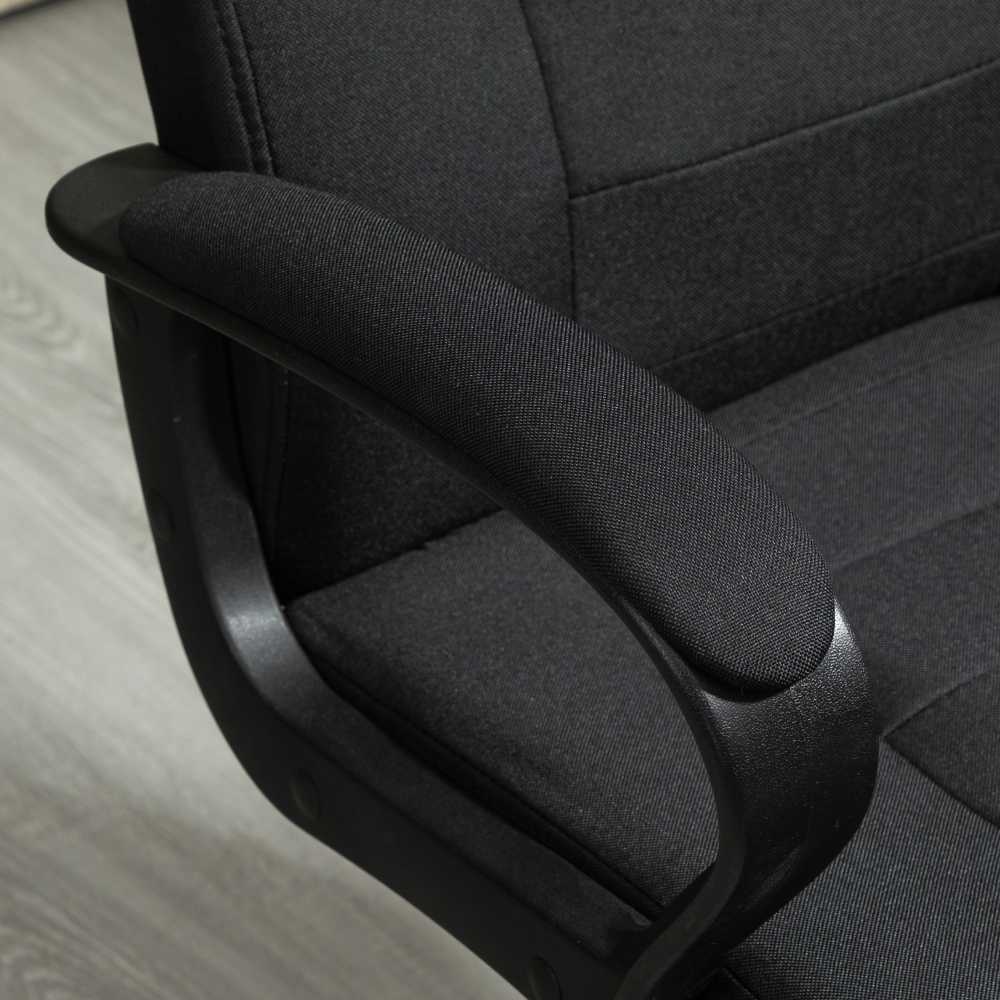 Vinsetto biuro kėdė, kompiuterio kėdė su supimosi funkcija, galvos atrama, ergonomiška, sukiojama, reguliuojamo aukščio, lino tekstūros, juoda, 62 x 62 x 110-119 cm