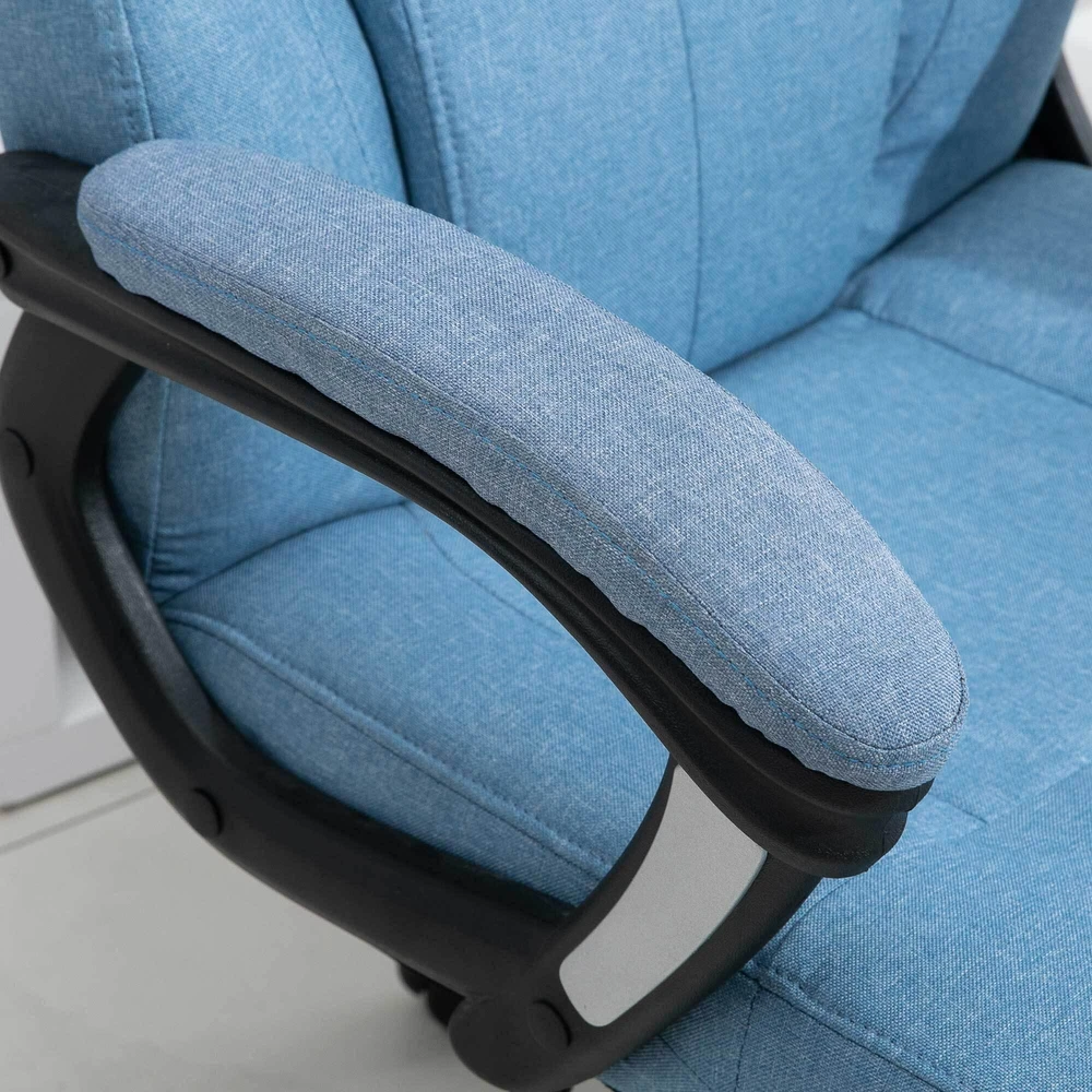 Vinsetto biuro kėdė kompiuterio kėdė sukamoji kėdė aukščio reguliavimas supimosi funkcija šviesiai mėlyna linas 66x75x110-120cm