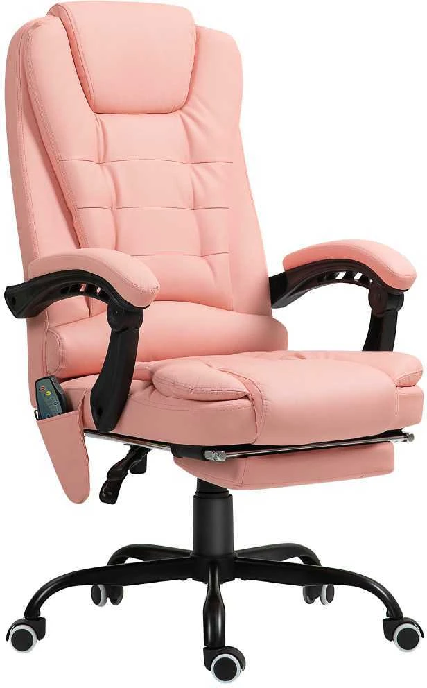 Vinsetto biuro kėdė su 7 taškų masažu, ergonomiškas darbo krėslas su atlošimo funkcija, reguliuojamo aukščio vadovo kėdė su nuotolinio valdymo pulteliu, išlaikanti iki 120 kg, darbo kambariui, biurui, rožinė