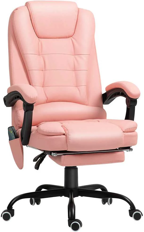 Vinsetto biuro kėdė su 7 taškų masažu, ergonomiškas darbo krėslas su atlošimo funkcija, reguliuojamo aukščio vadovo kėdė su nuotolinio valdymo pulteliu, išlaikanti iki 120 kg, darbo kambariui, biurui, rožinė