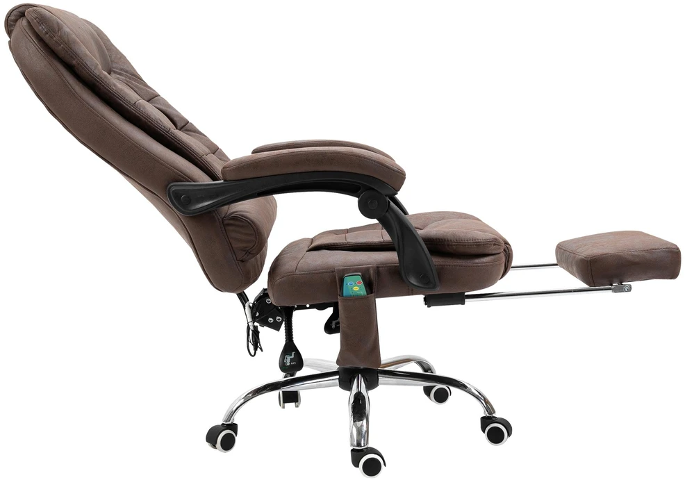 Vinsetto biuro kėdė su masažo funkcija, ergonomiška darbo kėdė su atlošimo ir šildymo funkcija, reguliuojamo aukščio kompiuterio kėdė su kojų atrama, šonine kišene ir pulteliu, ruda