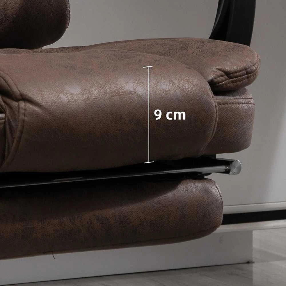 Vinsetto biuro kėdė su masažo funkcija, ergonomiška darbo kėdė su atlošimo ir šildymo funkcija, reguliuojamo aukščio kompiuterio kėdė su kojų atrama, šonine kišene ir pulteliu, ruda