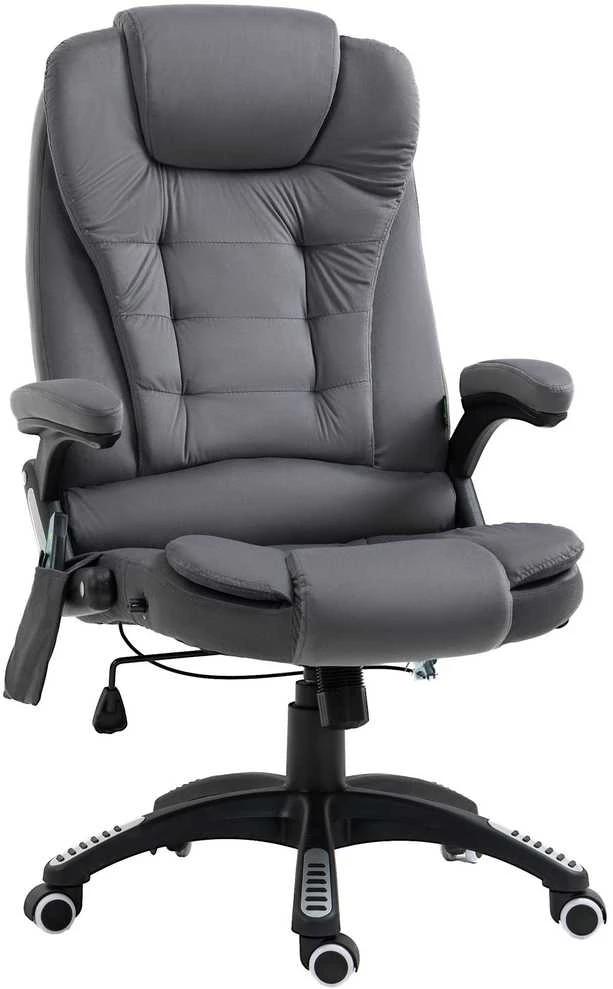 "Vinsetto" biuro kėdė su supimo funkcija, masažo kėdė su šilumos funkcija, ergonomiška, reguliuojamo aukščio, 120 kg svorio, pakraunama tamsiai pilka