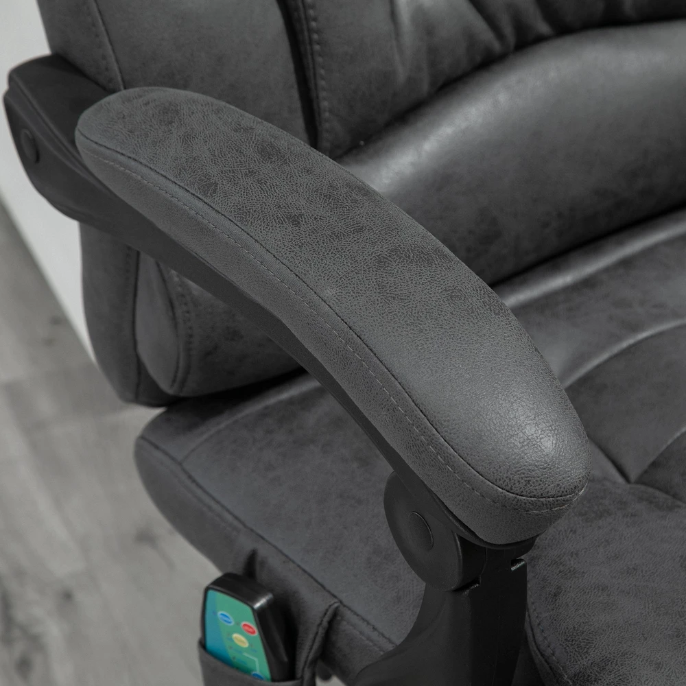 „Vinsetto“ darbo kėdė su masažo funkcija, ergonomiška kėdė su atlošimo ir šildymo funkcijomis, kompiuterio kėdė su kojų atrama, reguliuojamo aukščio, pilka