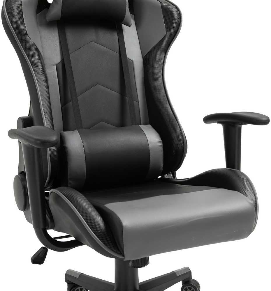 Ergonomiška biuro kėdė Vinsetto, žaidimų kėdė, besisukanti kėdė iš dirbtinės odos ir porolono, juoda, 67,5x74x126-136 cm