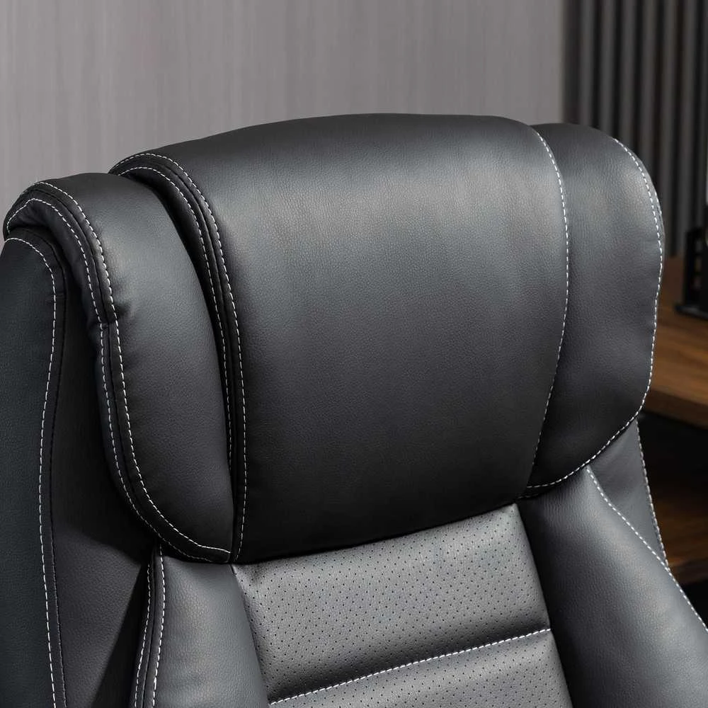 Vinsetto masažinė kėdė, pasukama, reguliuojamo aukščio ergonomiška žaidimų kėdė, kompiuterio kėdė, 6 vibracijos taškai, lino pojūtis, reguliuojama, juoda