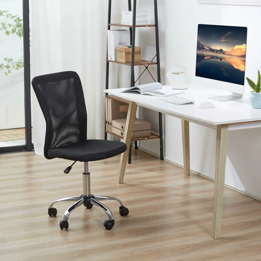 „Vinsetto“ ergonomiška biuro kėdė, reguliuojamo aukščio kompiuterio kėdė, 360° pasisukanti su kvėpuojančiu atlošu, iki 100 kg, juoda