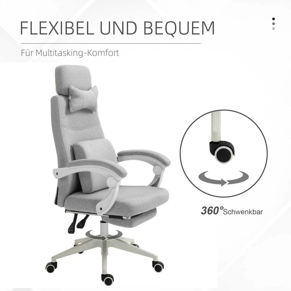 Vinsetto biuro kėdė, žaidimų kėdė, kėdė su ratukais, ergonomiškas dizainas, poliesteris, porolonas, fanera, plastikas, 62 x 68 x 117-127 cm