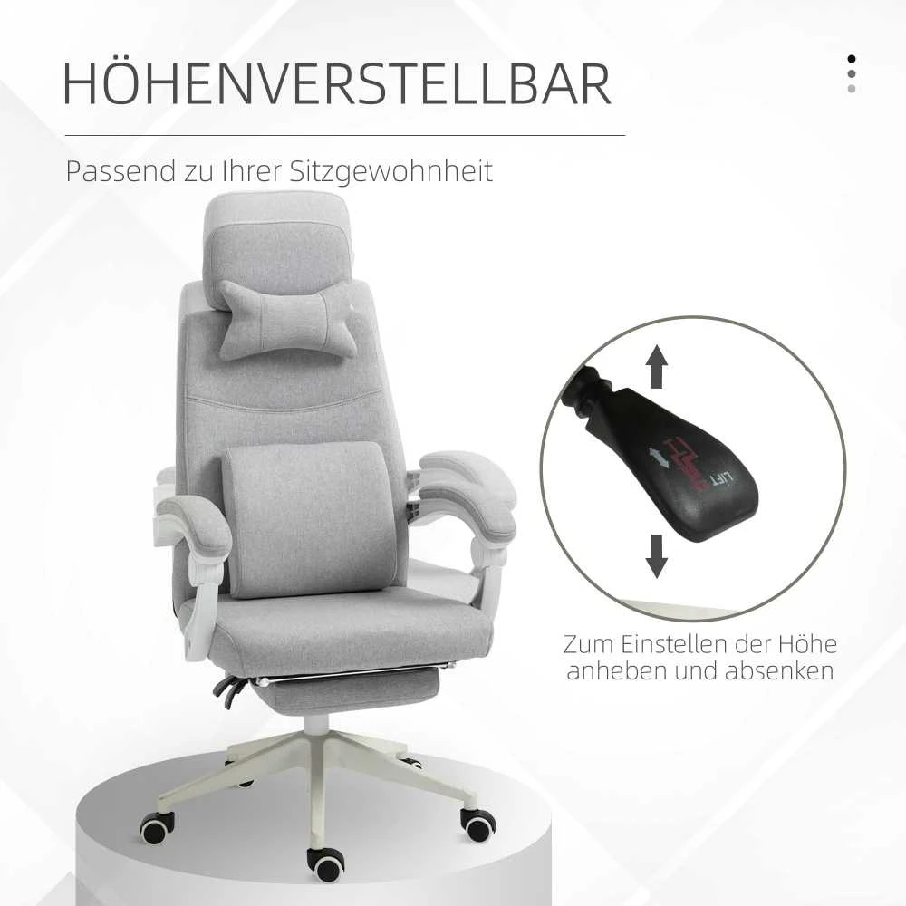 Vinsetto biuro kėdė, žaidimų kėdė, kėdė su ratukais, ergonomiškas dizainas, poliesteris, porolonas, fanera, plastikas, 62 x 68 x 117-127 cm