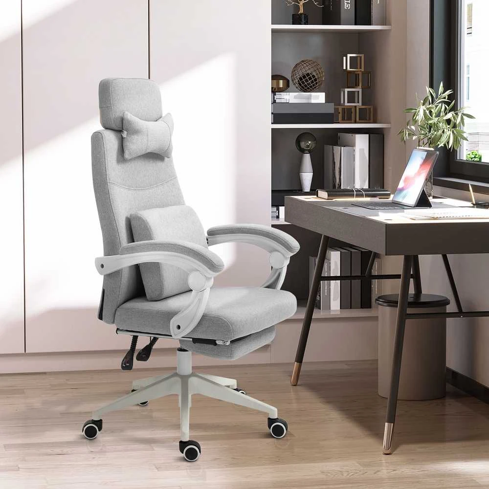 Vinsetto biuro kėdė, žaidimų kėdė, kėdė su ratukais, ergonomiškas dizainas, poliesteris, porolonas, fanera, plastikas, 62 x 68 x 117-127 cm