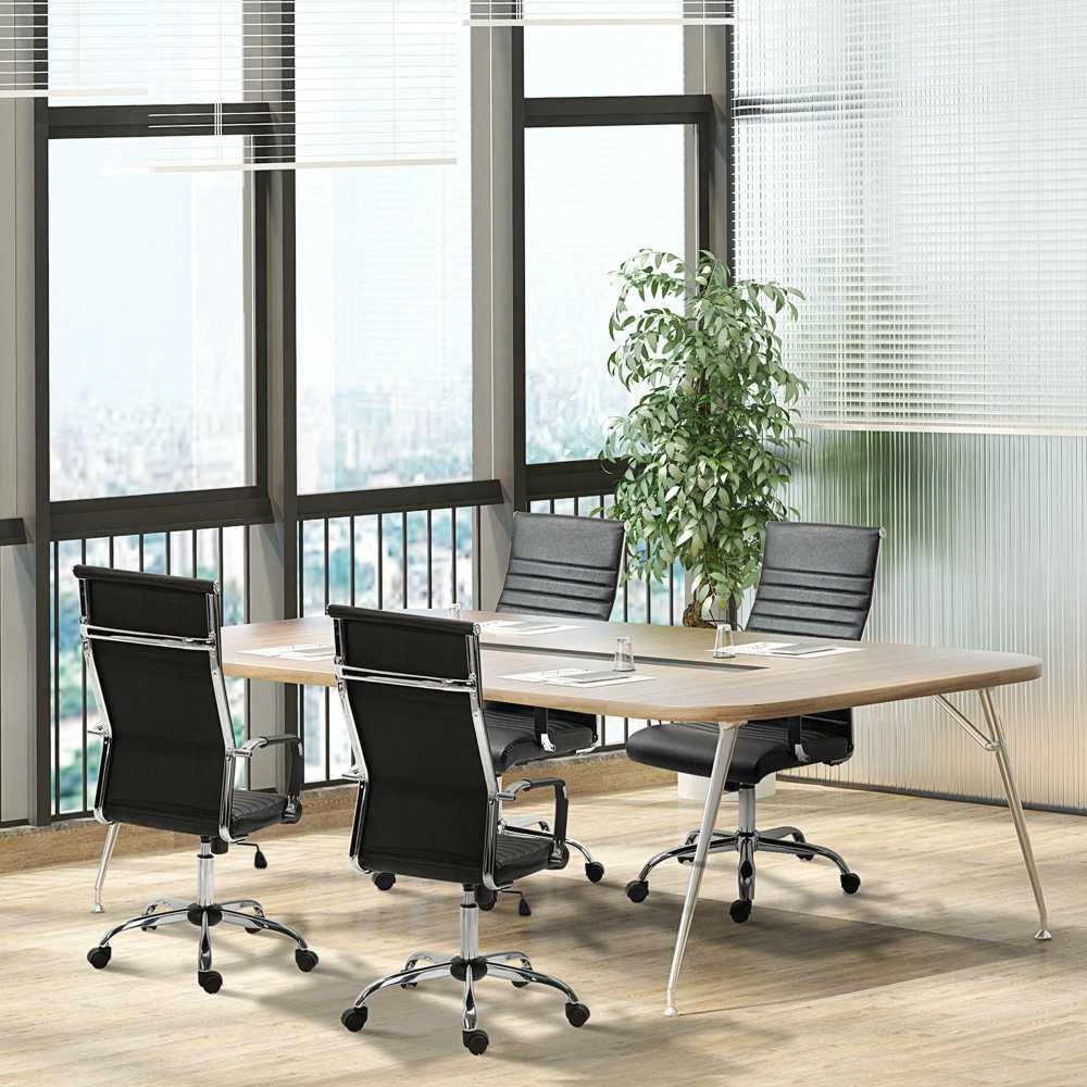Vinsetto ergonominė biuro kėdė su supimosi funkcija, reguliuojamo aukščio darbo kėdė, paminkštinta dirbtinės odos vadovo kėdė, juoda