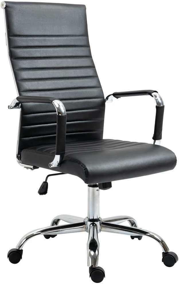 Vinsetto ergonominė biuro kėdė su supimosi funkcija, reguliuojamo aukščio darbo kėdė, paminkštinta dirbtinės odos vadovo kėdė, juoda