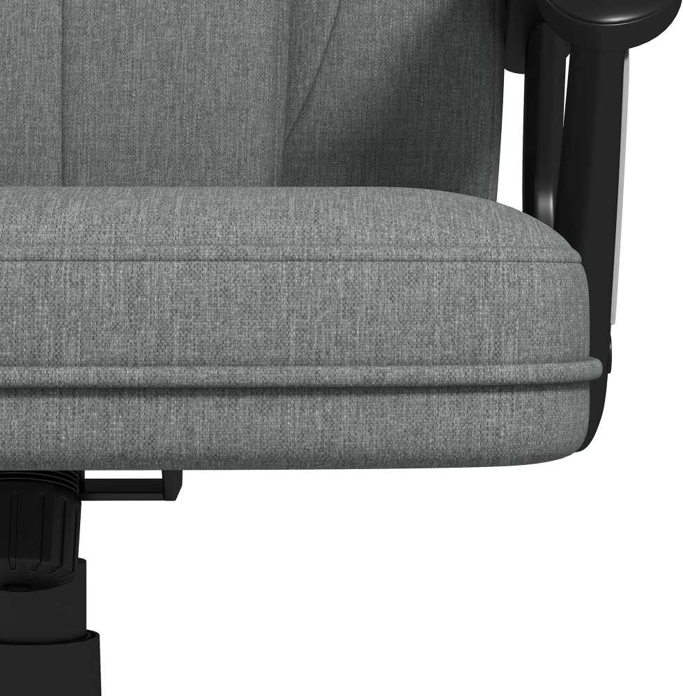 Vinsetto biuro kėdė, ergonomiška kompiuterinė kėdė su supimosi funkcija, reguliuojamu aukščiu, galvos atrama, porankiais, pilka, lininis audinys, 66x75x110–120 cm