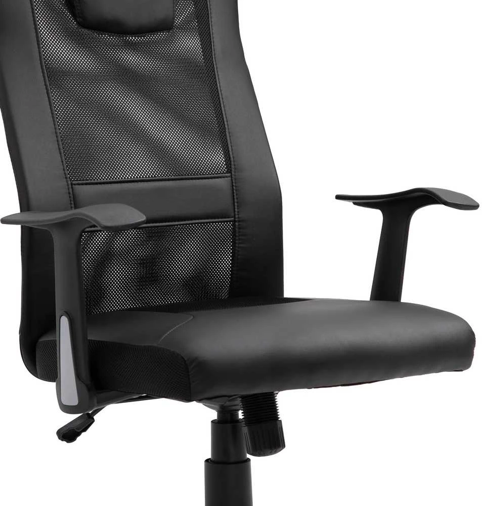 Vinsetto biuro kėdė, ergonomiška sukama kėdė, reguliuojamo aukščio, dirbtinė oda (PU), juoda, 66x73x108-118 cm