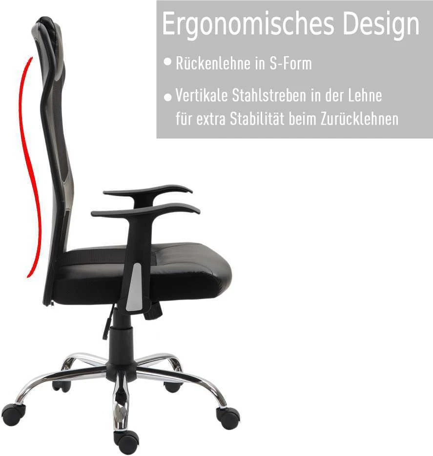 Vinsetto biuro kėdė, ergonomiška sukama kėdė, reguliuojamo aukščio, dirbtinė oda (PU), juoda, 66x73x108-118 cm