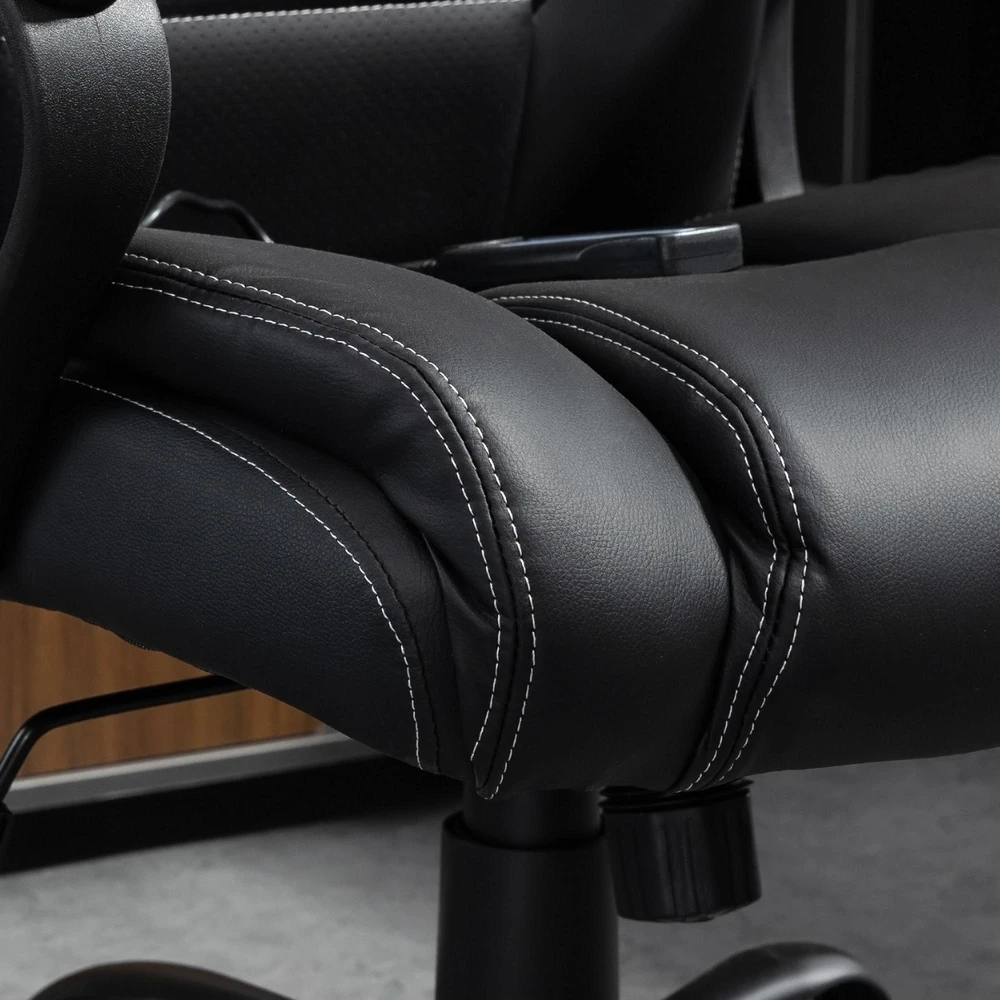 Vinsetto masažinė kėdė, pasukama, reguliuojamo aukščio ergonomiška žaidimų kėdė, kompiuterio kėdė, 6 vibracijos taškai, lino pojūtis, reguliuojama, juoda