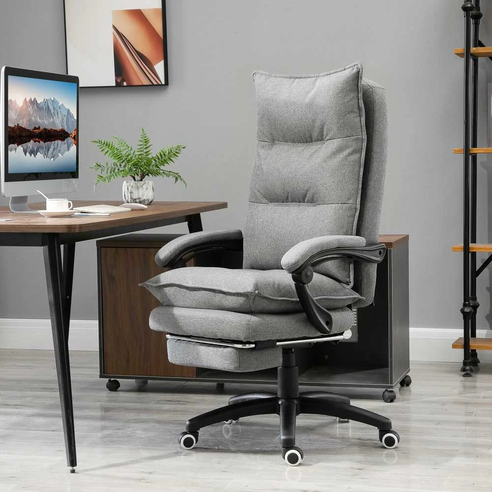 "Vinsetto" masažinė kėdė, sukamoji kėdė, žaidimų kėdė, biuro kėdė, ergonominė darbo kėdė, reguliuojamo aukščio, nailonas, pilka, 70x62x120-130 cm