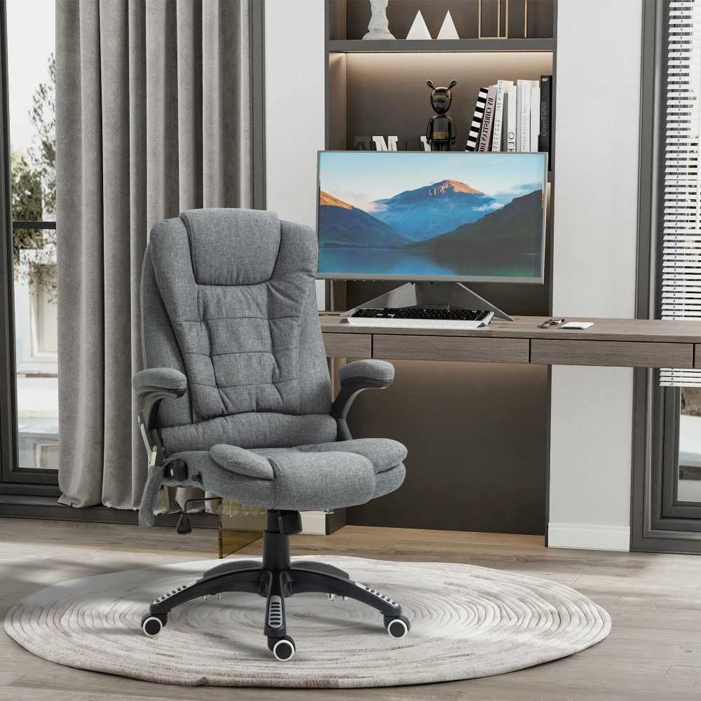 Vinsetto masažinis vadovo kėdė biuro kėdė reguliuojamo aukščio ergonomiška masažinė pilka 67 x 74 x 116–126 cm