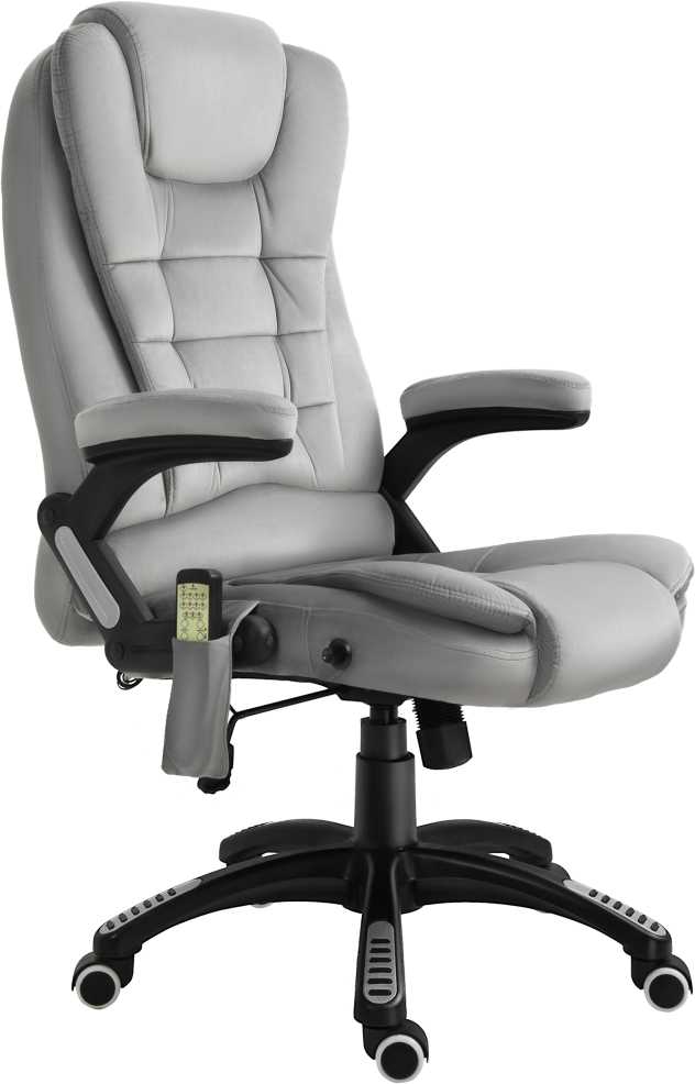 Vinsetto masažinė kėdė, biuro kėdė, žaidimų kėdė, reguliuojamo aukščio kėdė vadovams, ergonomiška, PU ratukai, pilka, 67x74x107-116 cm