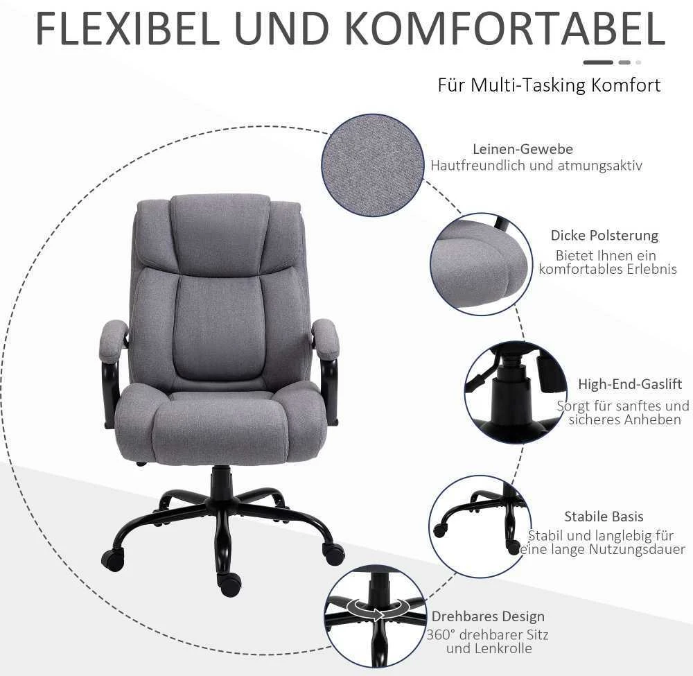 Vinsetto biuro kėdė, darbo kėdė, žaidimų kėdė, sukamoji kėdė, supimosi funkcija, storai paminkštinta, ergonomiška kėdė, keliamoji galia 220 kg