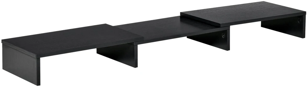 Laikiklis "Vinsetto" monitoriaus stovas, reguliuojamo ilgio ir kampo, dvigubas monitoriaus stovas, medinė lentyna, 80-117x23,5x10 cm