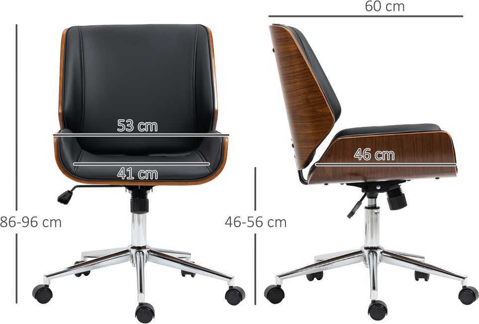 Vinsetto biuro kėdė su supimosi funkcija, ergonomiška kompiuterio kėdė, reguliuojamo aukščio rašomojo stalo kėdė, iki 120 kg apkrova, dirbtinė oda, juoda