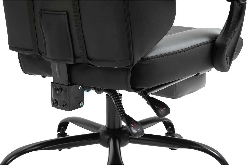„Vinsetto“ žaidimų kėdė, ergonomiška biuro kėdė, reguliuojamo aukščio, su masažine juosmens pagalve ir kojų atrama, juoda