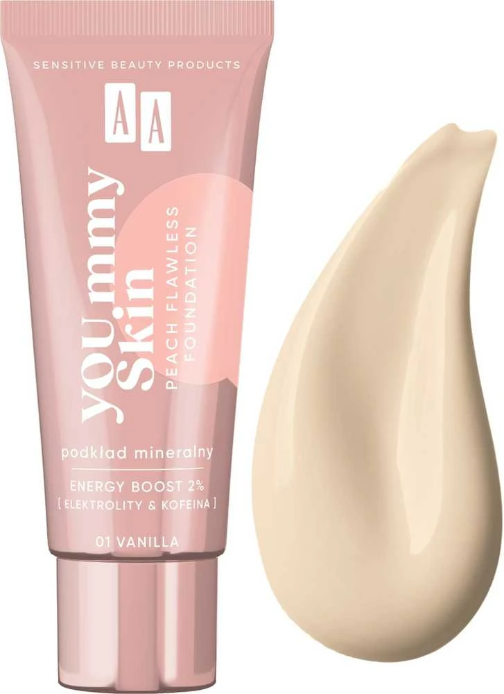 AA YOU.mmy Skin Peach Flawless Foundation 01 Vanilė, 30 ml