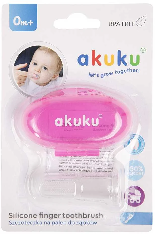 AKUKU silikoninis dantų šepetėlis su dėžute Rožinis, A0265