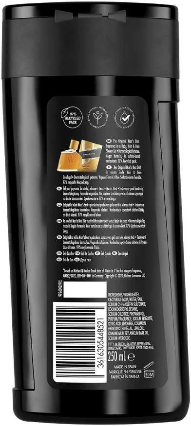 Bruno Banani Man´s Best With Spicy Cinnamon Dušo želė vyrams, 250 ml