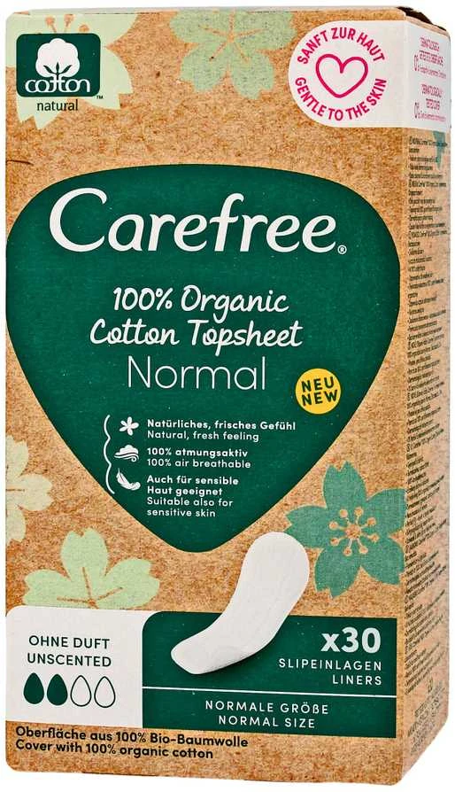 Carefree Organic Cotton Normal kelnaičių įklotai 30vnt