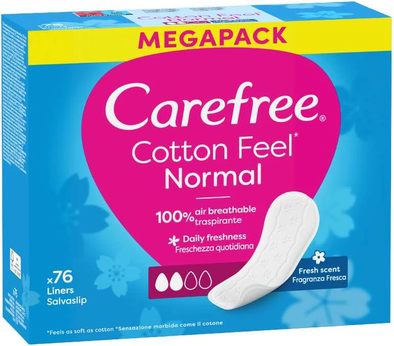 CAREFREE Cotton Feel Fresh Scent higieniniai įklotai - normalūs, 1 pak., 76 vnt.