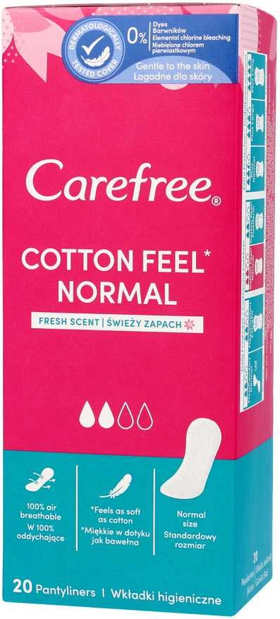 Carefree Cotton Feel Normal Kelnaičių įklotai be kvapo 20 vnt