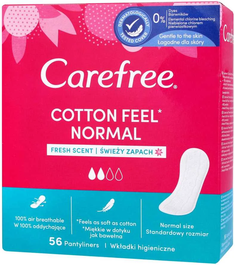 „Carefree Carefree“ medvilniniai įklotai su gaivaus kvapo efektu – 1 pakuotė, 56 vnt.