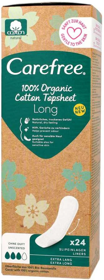 Carefree Organic Cotton Ilgi kelnaičių įklotai 24vnt