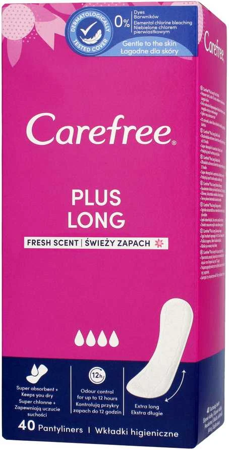 Johnson & Johnson Carefree Plus ilgų kelnaičių įklotai Fresh Scent - gaivaus kvapo 1vnt.-40vnt.
