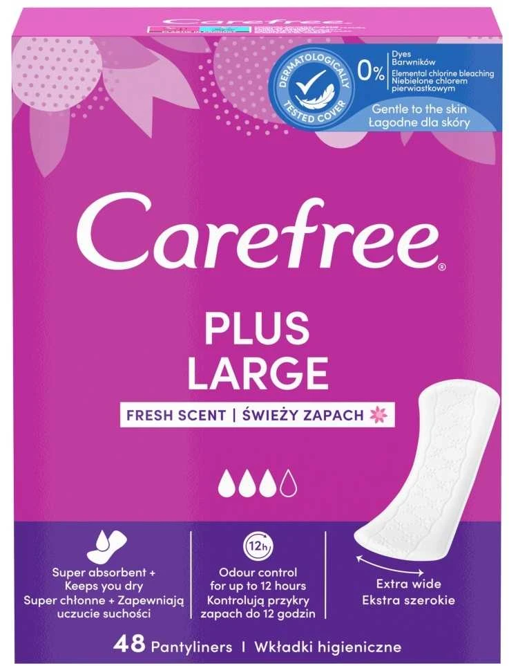 Carefree Plus Large higieniniai įklotai šviežio kvapo 48 vnt.