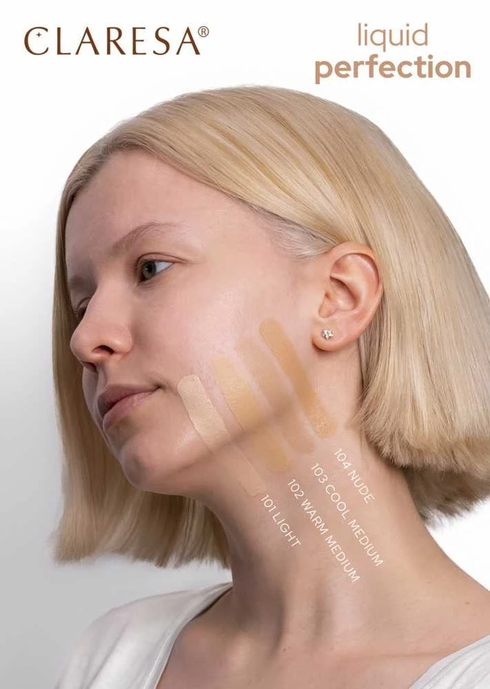 Claresa Liquid Perfection 2in1 High Coverage Foundation & Maskuoklis 34g 102 Warm Medium, 34 g