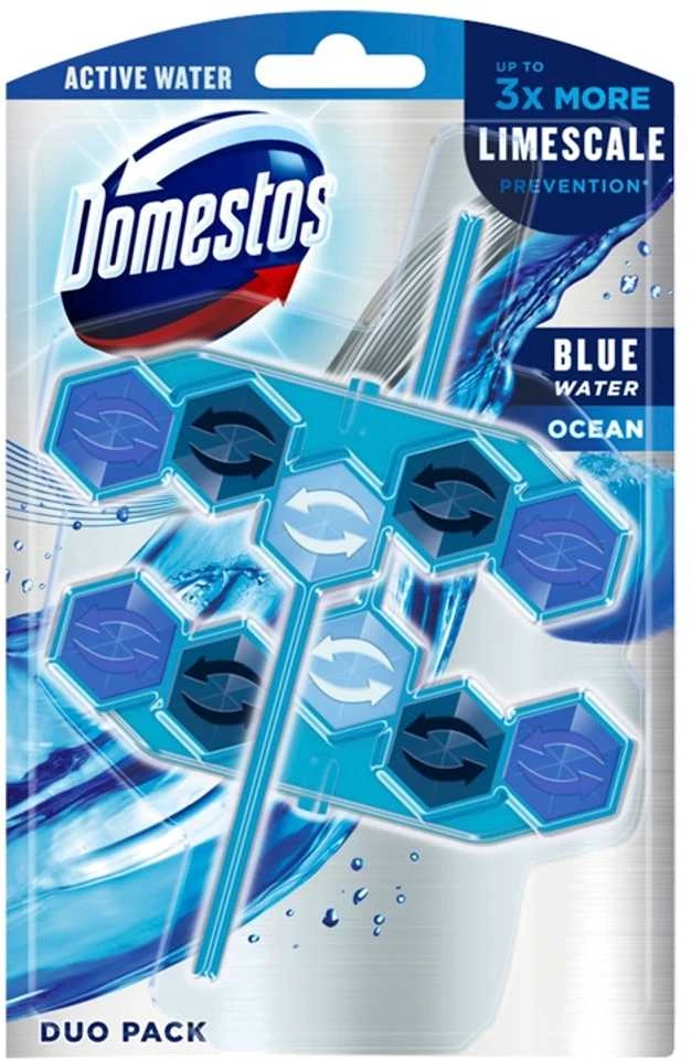 WC valiklis - gaiviklis Domestos Power 5+ Mėlyna Ocean, 2x53 g