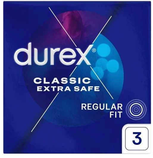 Prezervatyvai Durex Extra Safe 3 vnt, storesni, drėkinti