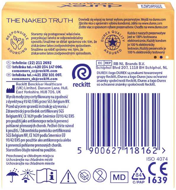 Durex Sensual XL itin ploni prailginti prezervatyvai 3 vnt