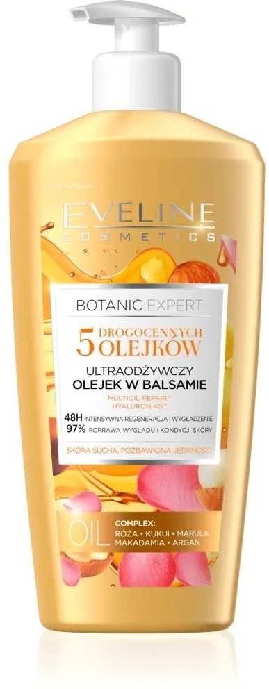 Eveline Cosmetics Eveline Botanic Expert 5 Oils Ultra-maitininantis kūno aliejus su losjonu, 350 ml