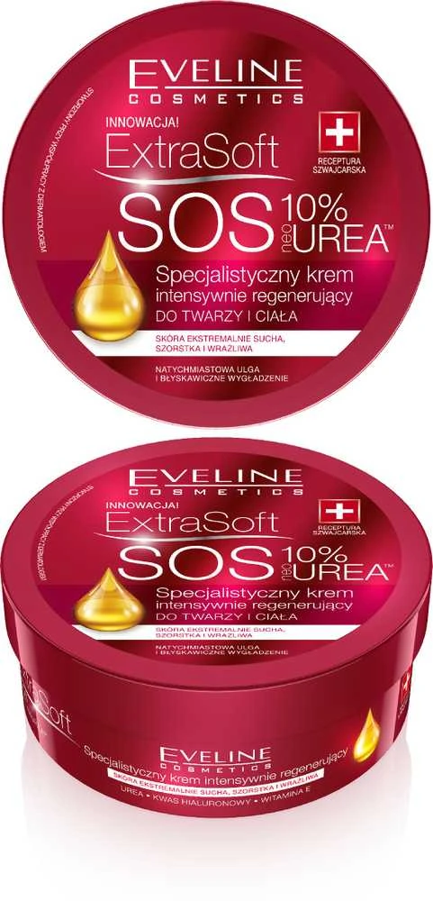 Eveline Cosmetics Eveline Extra Soft SOS 10% karbamido kremas veidui ir kūnui, 175 ml