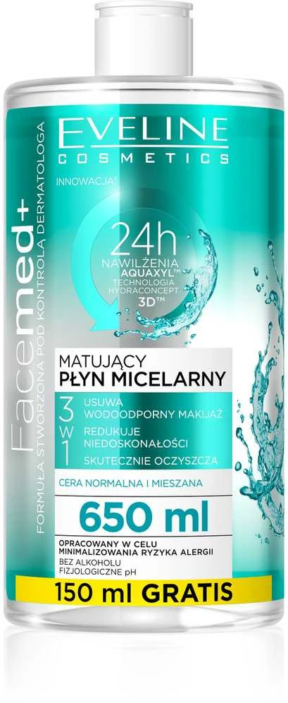 Eveline Cosmetics Eveline FaceMed+ matinį poveikį suteikiantis micelinis veido kremas, 650 ml
