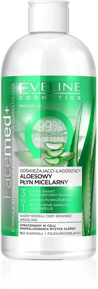 Eveline Cosmetics Eveline FaceMed+ 99% Aloe Vera Micellar Vanduo 3in1, 400 ml
