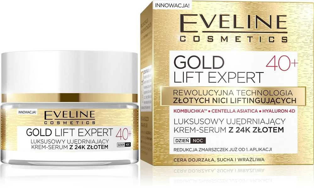 Eveline Cosmetics Eveline Gold Lift Expert prabangus stangrinamasis kreminis serumas 40+, 50 ml