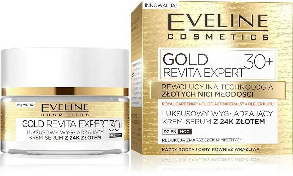 Eveline Cosmetics Eveline aukso Revita Expert 30 + Kream- serumo išlyginimas dieną ir naktį 50ml