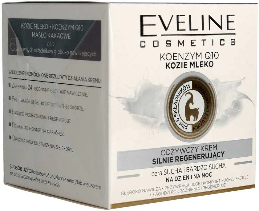 Eveline Cosmetics Eveline COENZYME Q10 ožkos pienas intensyviai regeneruojantis dieninis ir naktinis kreminis, 50 ml